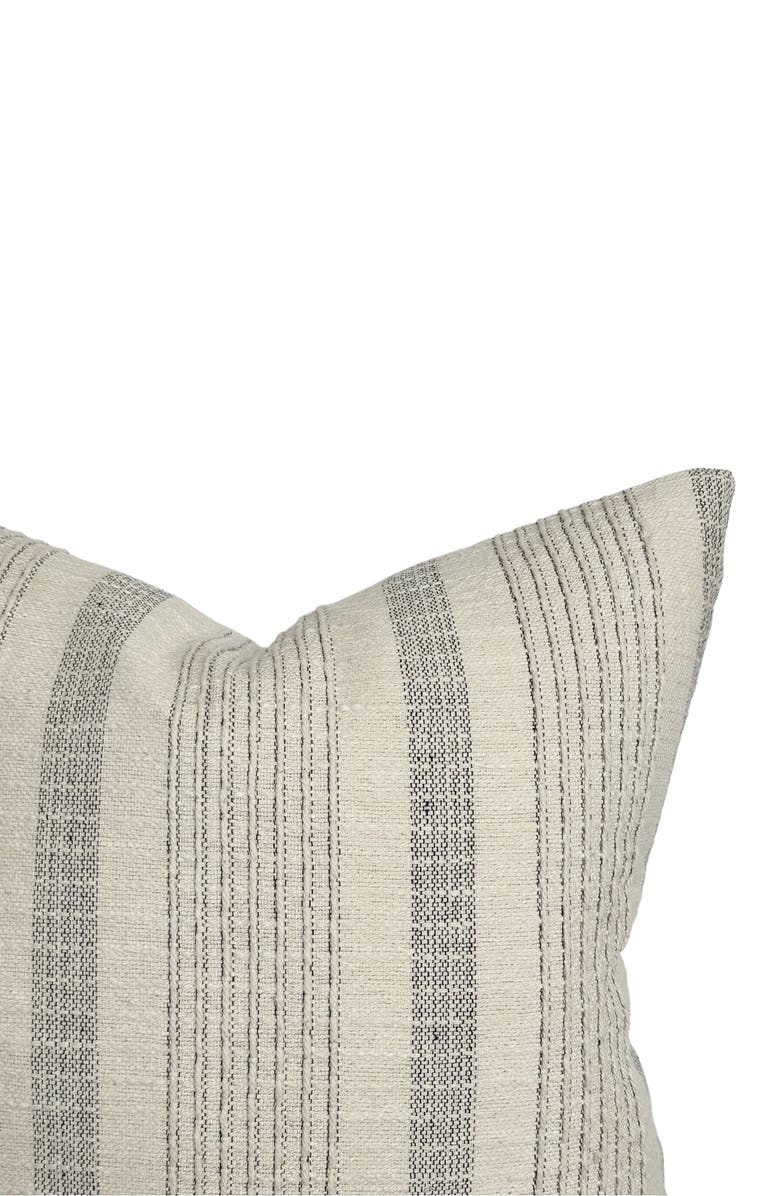 Linen & James Stevie Woven Ivory Charcoal Stripe Pillow Cover, Alternate, color, Cream
