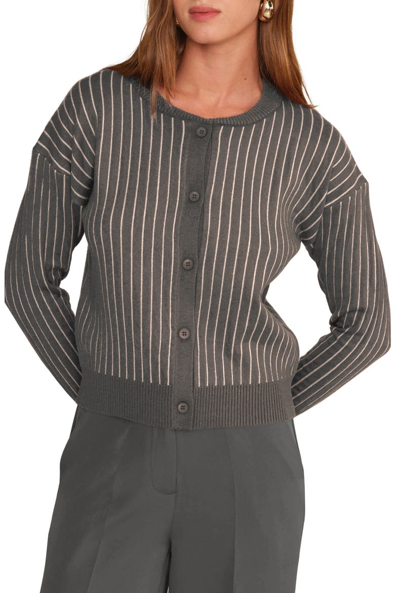 Moe Stripe Cardigan, Main, color, GREY MELANGE WITH ECRU