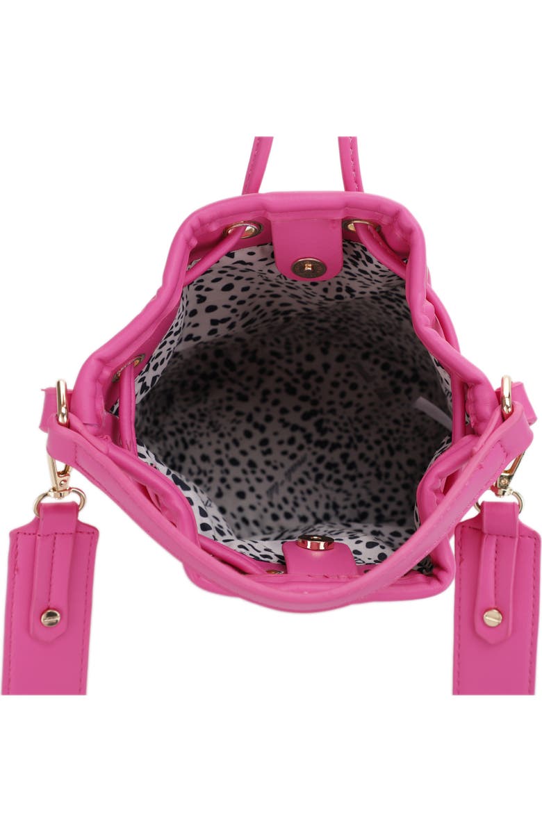 Mali + Lili Ella Nylon & Vegan Leather Bucket Bag, Alternate, color, Fuchsia