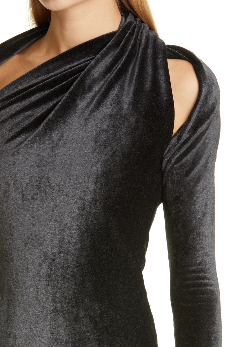 Proenza Schouler Cutout Stretch Velvet Top, Alternate, color, 