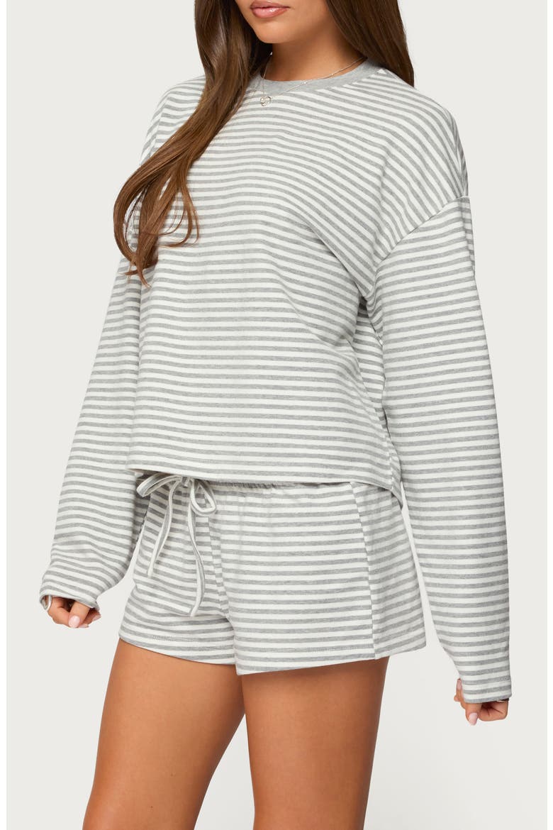 Jainee Stripe Long Sleeve Top, Alternate, color, GRAY-MELANGE