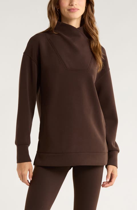 Cozy Scuba Knit Mock Neck Tunic