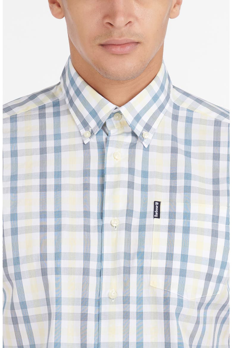 Tailored Fit Tattersall Short Sleeve Button-Down Shirt, Alternate, color, AQUA