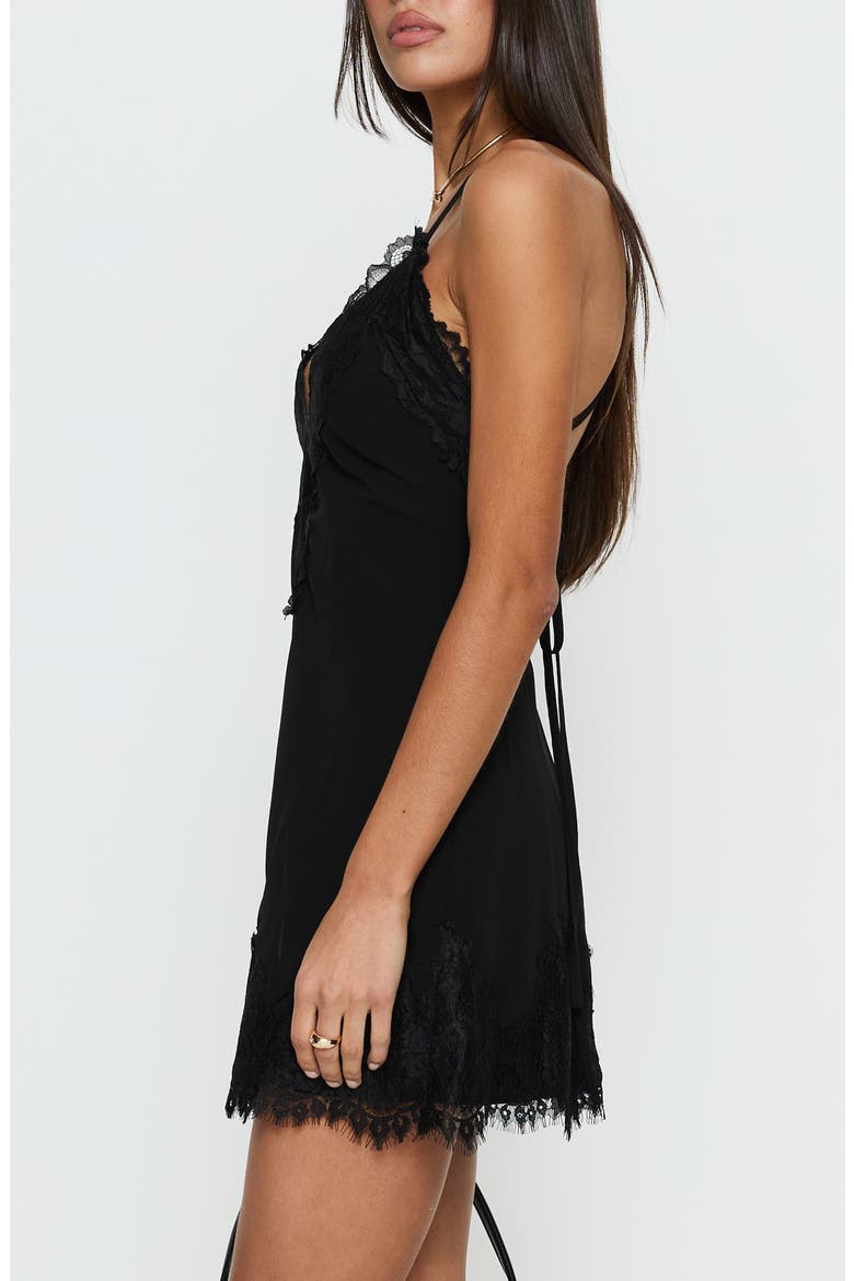 Lace Strappy Minidress, Alternate, color, BLACK