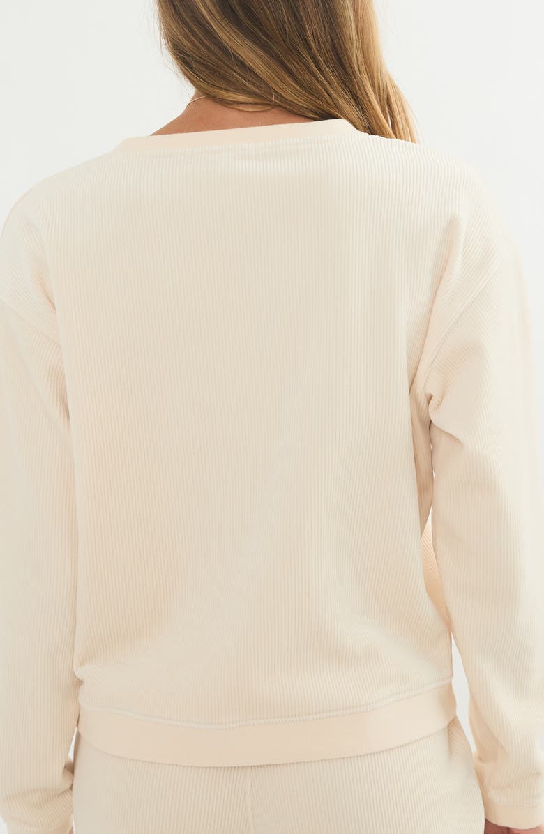 Marine Layer Rib Velour V-Neck Sweatshirt, Alternate, color, Cream