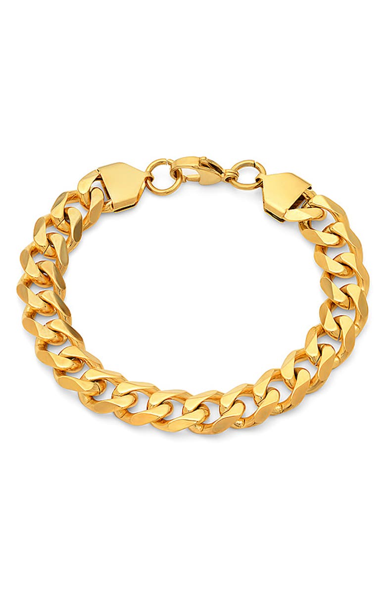 HMY JEWELRY 18K Gold Plated Stainless Steel Chain Link Bracelet, Main, color, 