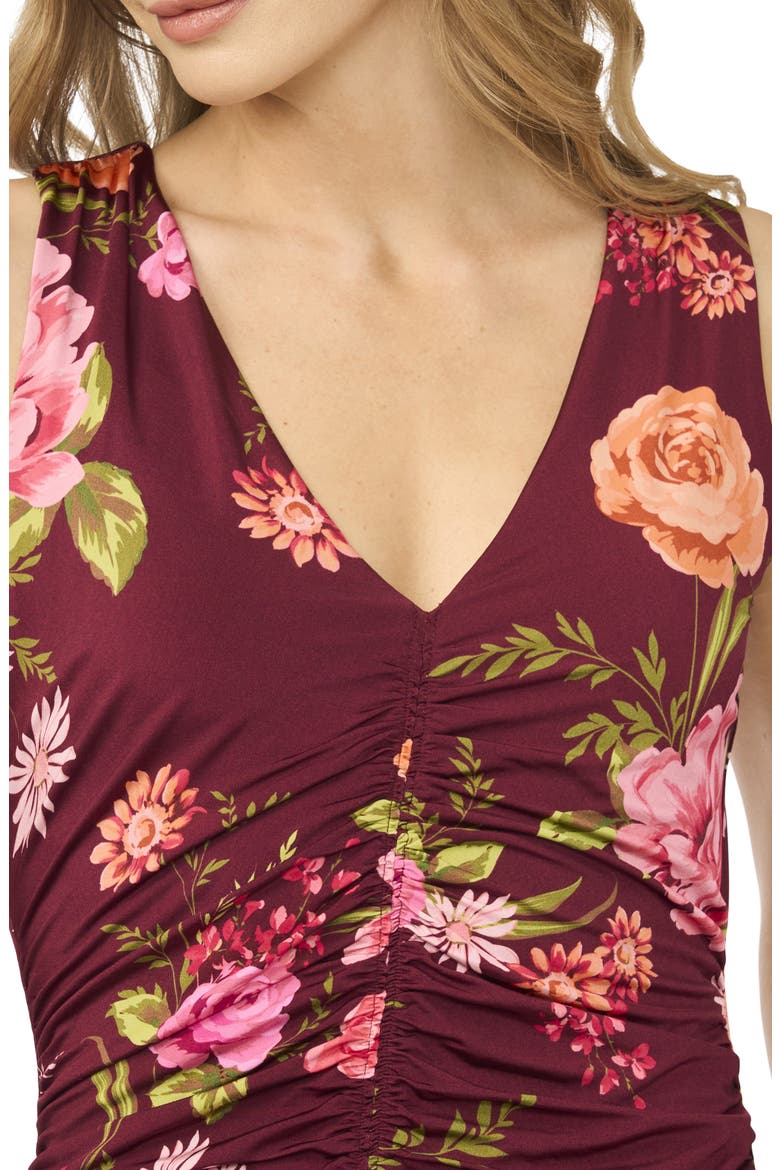 Elizabeth Floral Ruched Dress, Alternate, color, BEET RED