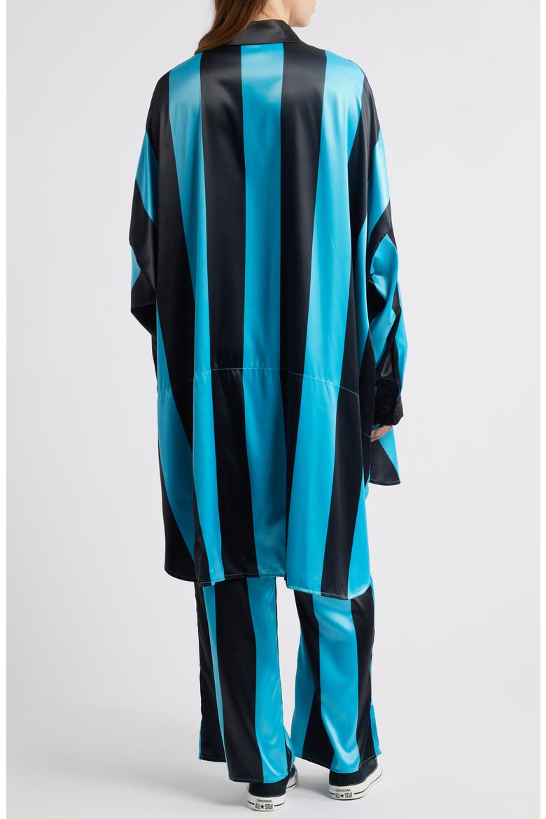 Posh Stripe Oversize Satin Button-Up Shirt & Pants Set, Alternate, color, BLUE/ BLACK