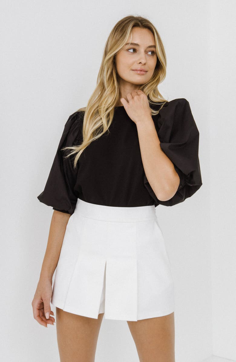 English Factory Mix Media Cotton Top, Alternate, color, 