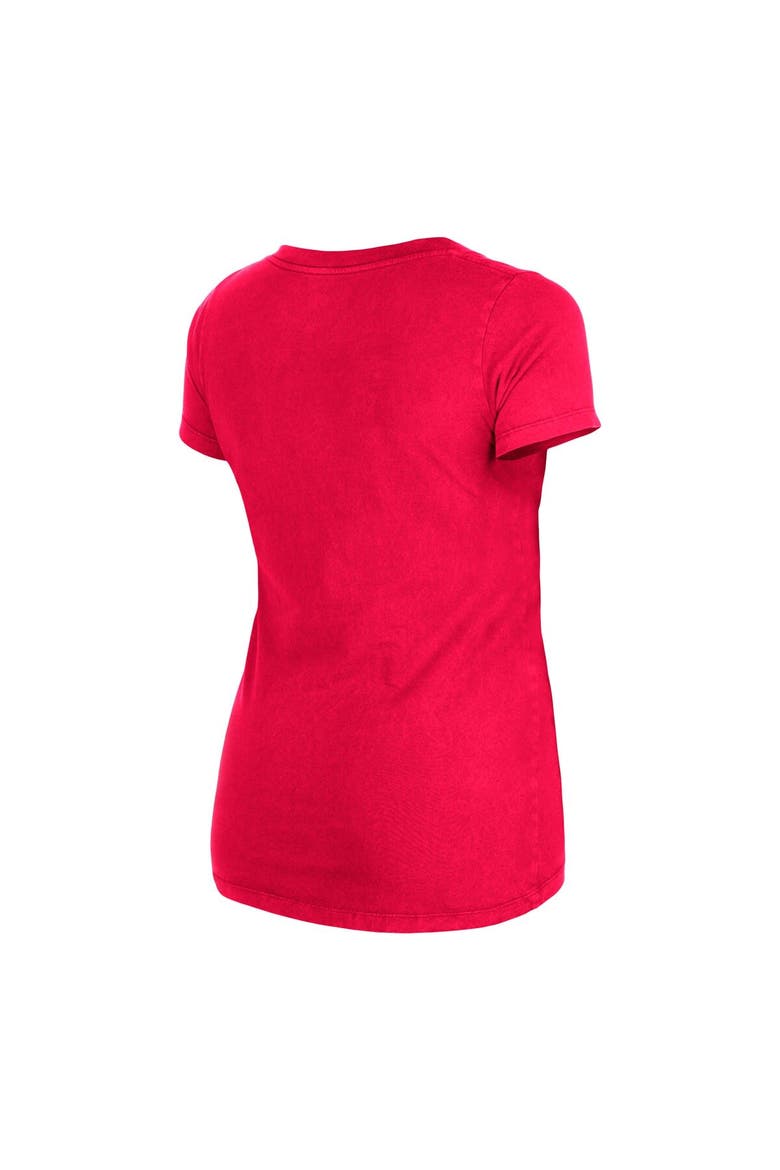 Women's New Era Scarlet San Francisco 49ers Enzyme Wash Low V-Neck T-Shirt, Alternate, color, Scarlet