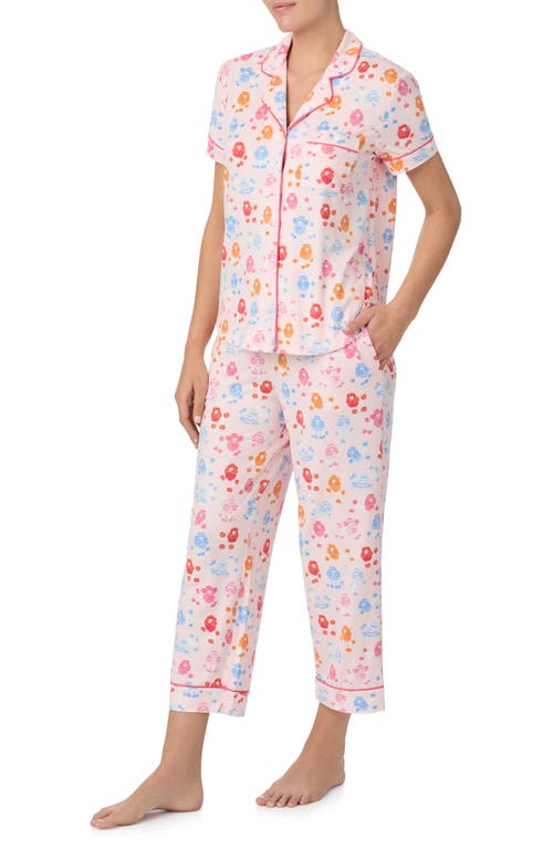 Kate Spade New York Print Crop Pajamas In Coral Mult