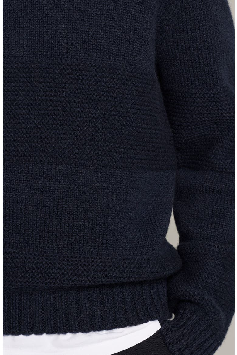 Rugby Stripe Garter Stitch Wool Sweater, Alternate, color, COASTAL