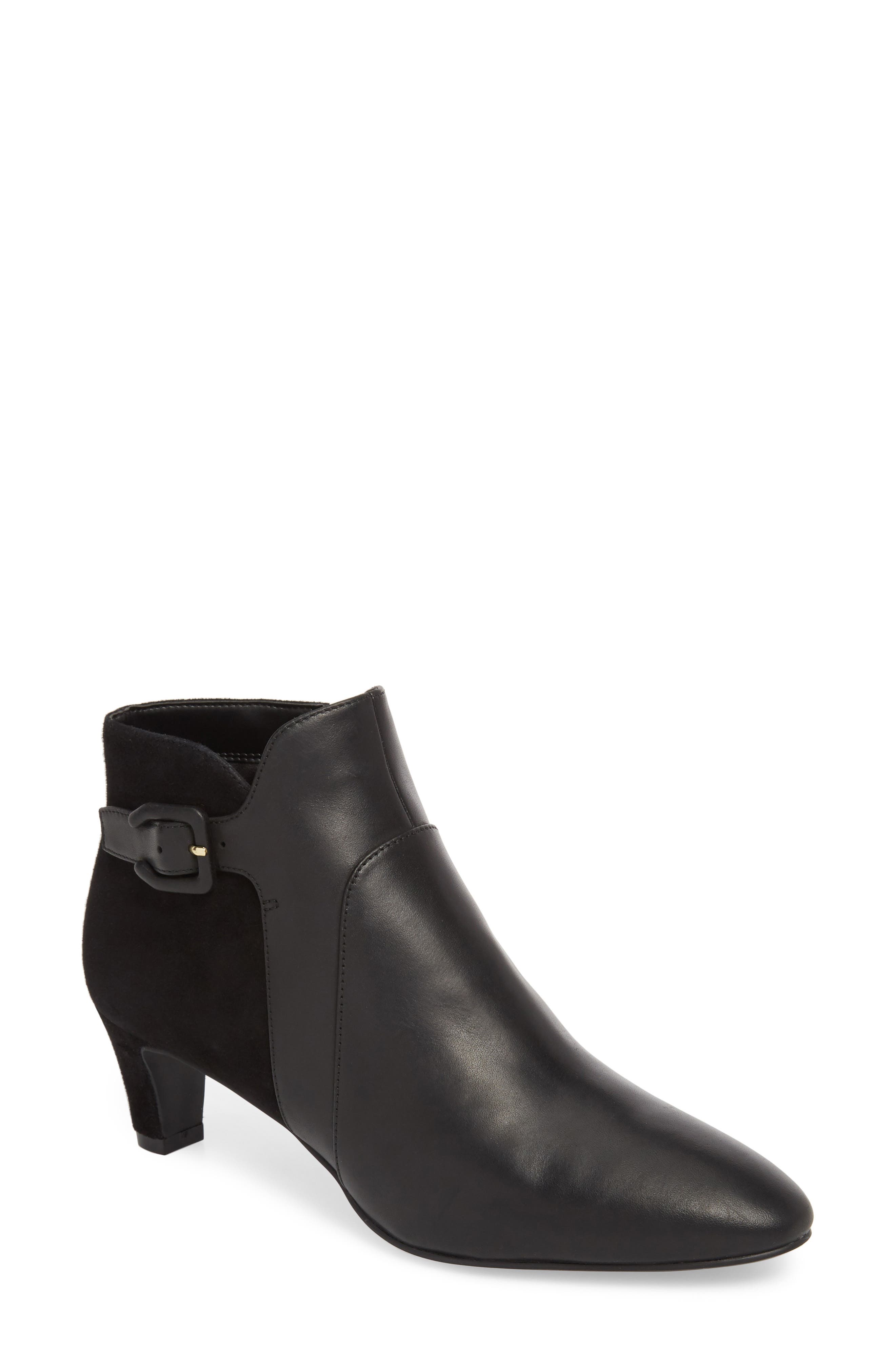 Sylvia Waterproof Bootie, Main, color, BLACK LEATHER