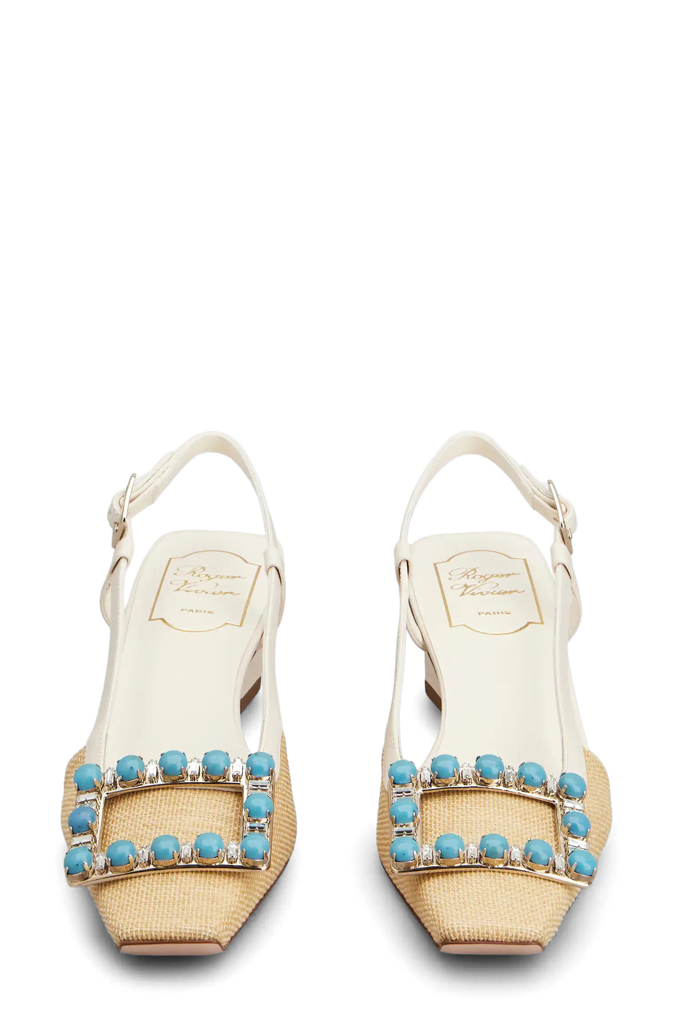 Pietre Dure Slingback Pump, Alternate, color, IVORY