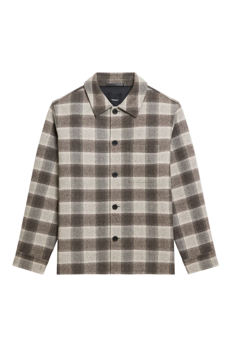 Plaid Wool & Cashmere Flannel Button-Up Shirt Jacket, Alternate, color, FEATHER MULTI