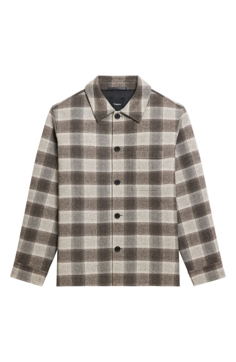 Theory Plaid Wool & Cashmere Flannel Button-Up Shirt Jacket, Alternate, color, Feather Multi