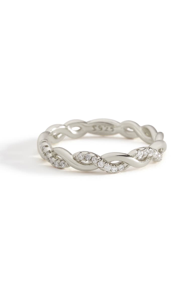 Dainty Pave Twist Stacking Ring, Alternate, color, 925 Sterling Silver