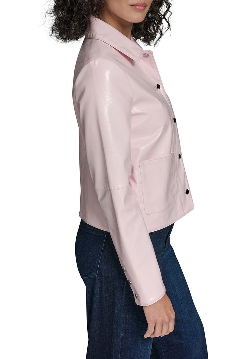 Snap Front Patent Leather Shirt Jacket, Alternate, color, BLUSH
