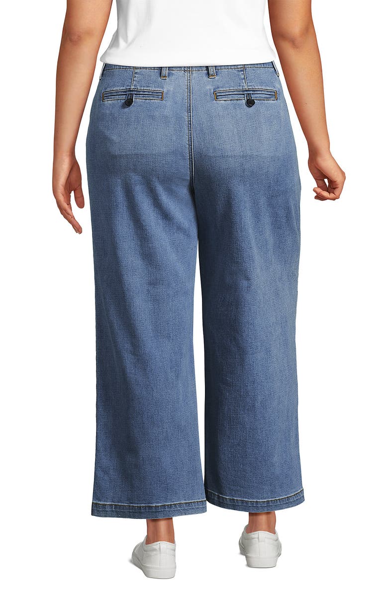 Lands' End Mid Rise Denim Wide Leg Ankle Jeans, Alternate, color, Beau Blue