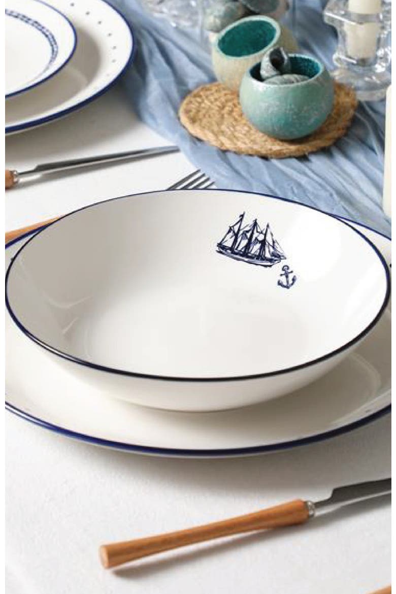 Knox Porcelain 12-Piece Dinnerware Set, Alternate, color, Blue