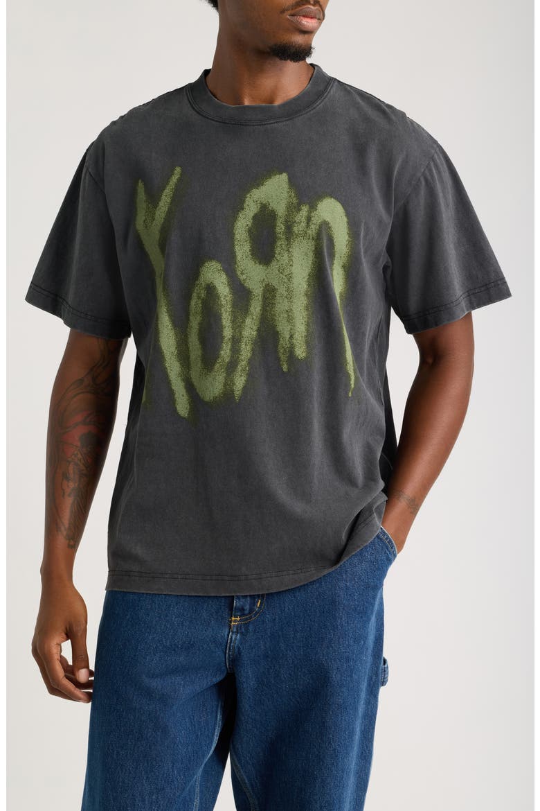 Korn Cotton Graphic T-Shirt, Main, color, BLACK
