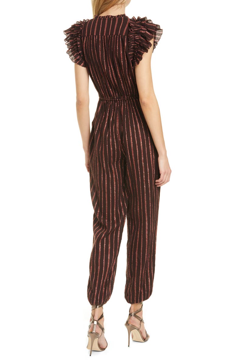 Ulla Johnson Elio Metallic Stripe Jumpsuit, Alternate, color, 