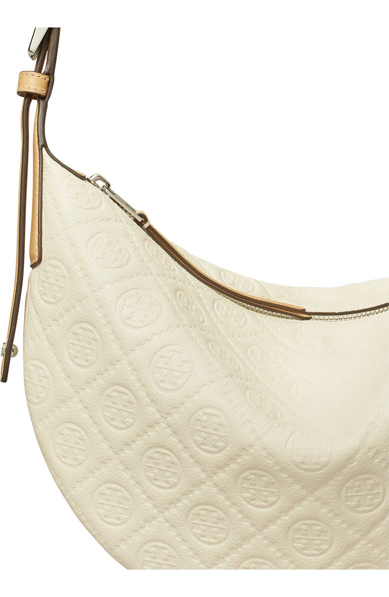 Tory Burch T-Monogram Jacquard Crescent Shoulder Bag, Alternate, color, Warm White