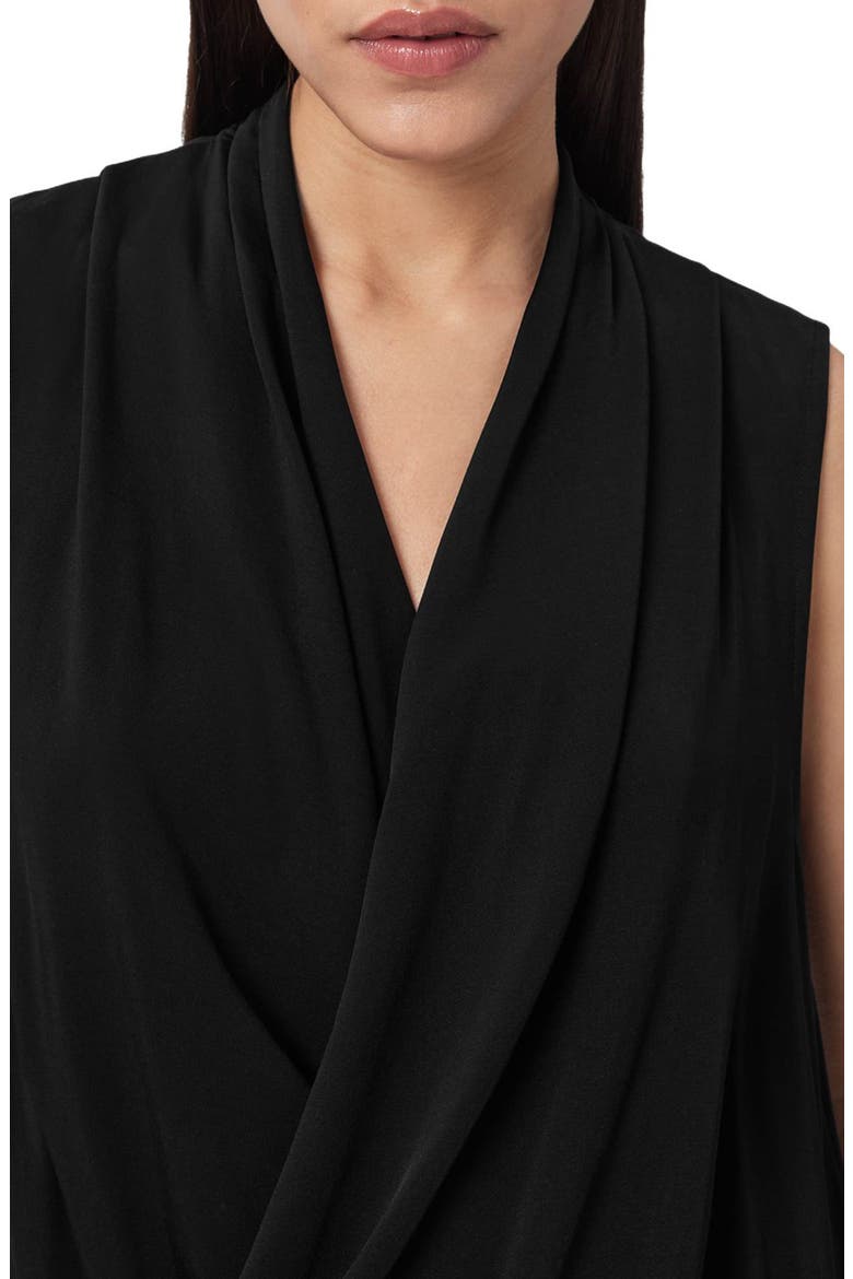 Adaline Asymmetrical Faux Wrap Tank, Alternate, color, BLACK