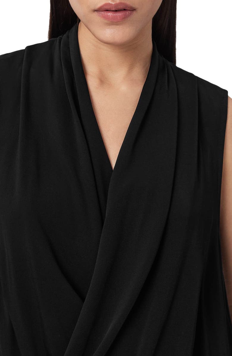 AllSaints Adaline Asymmetrical Faux Wrap Tank, Alternate, color, Black