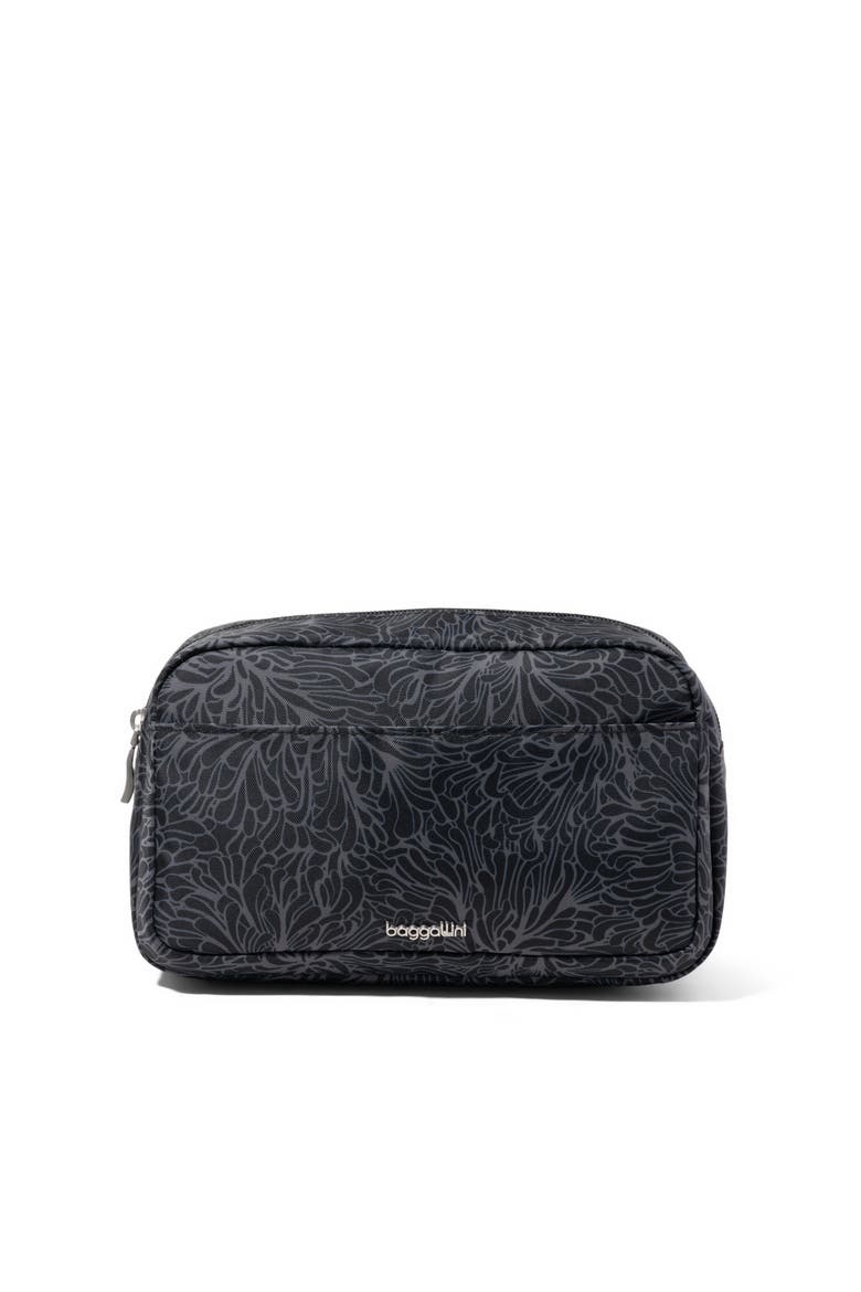 Pocket Cosmetic Bag With Brush Organization, Main, color, Midnight Blossom Print
