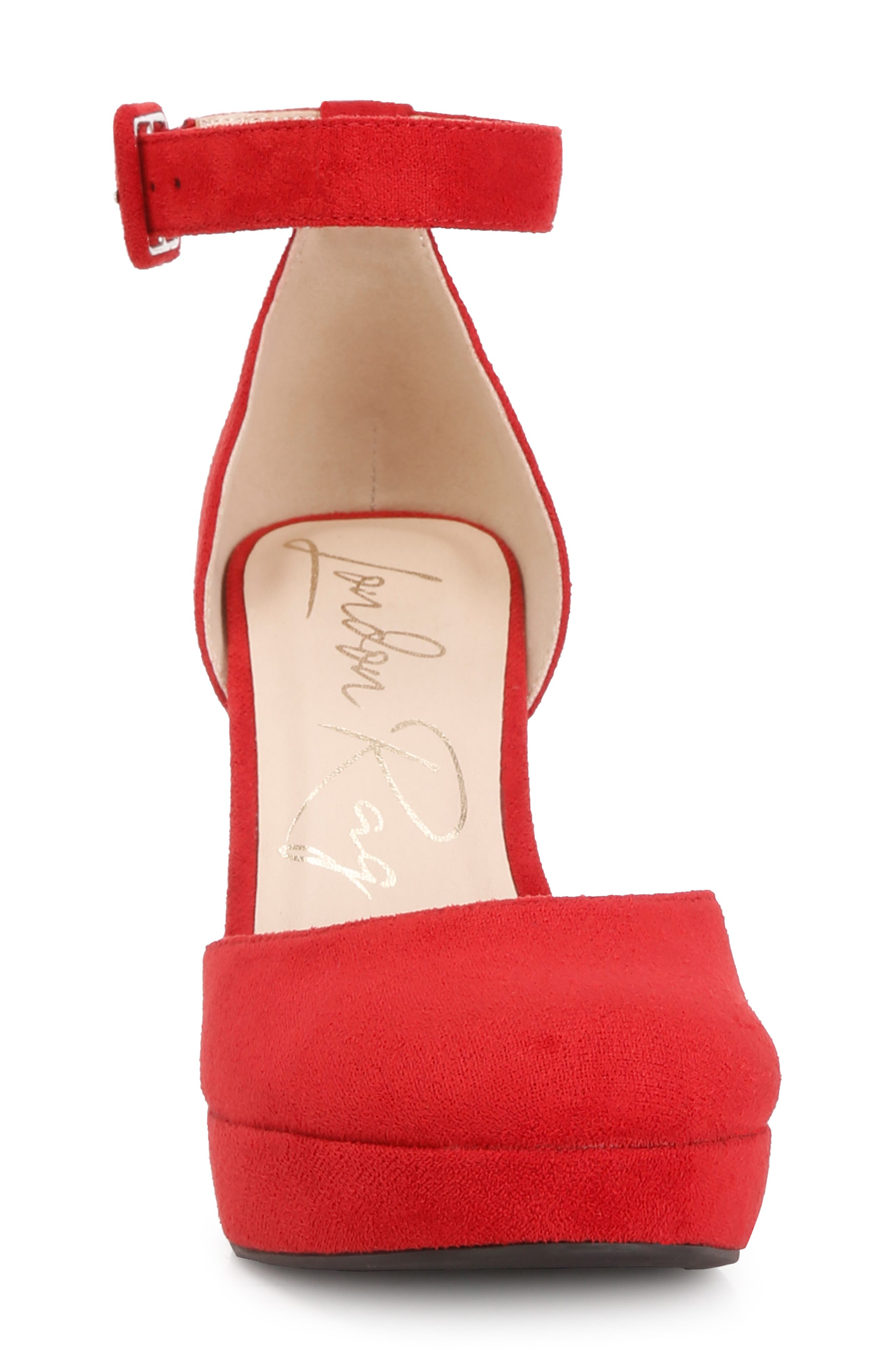 LONDON RAG Inigo Interchangeable Ankle Strap Platform Pump, Alternate, color, Red