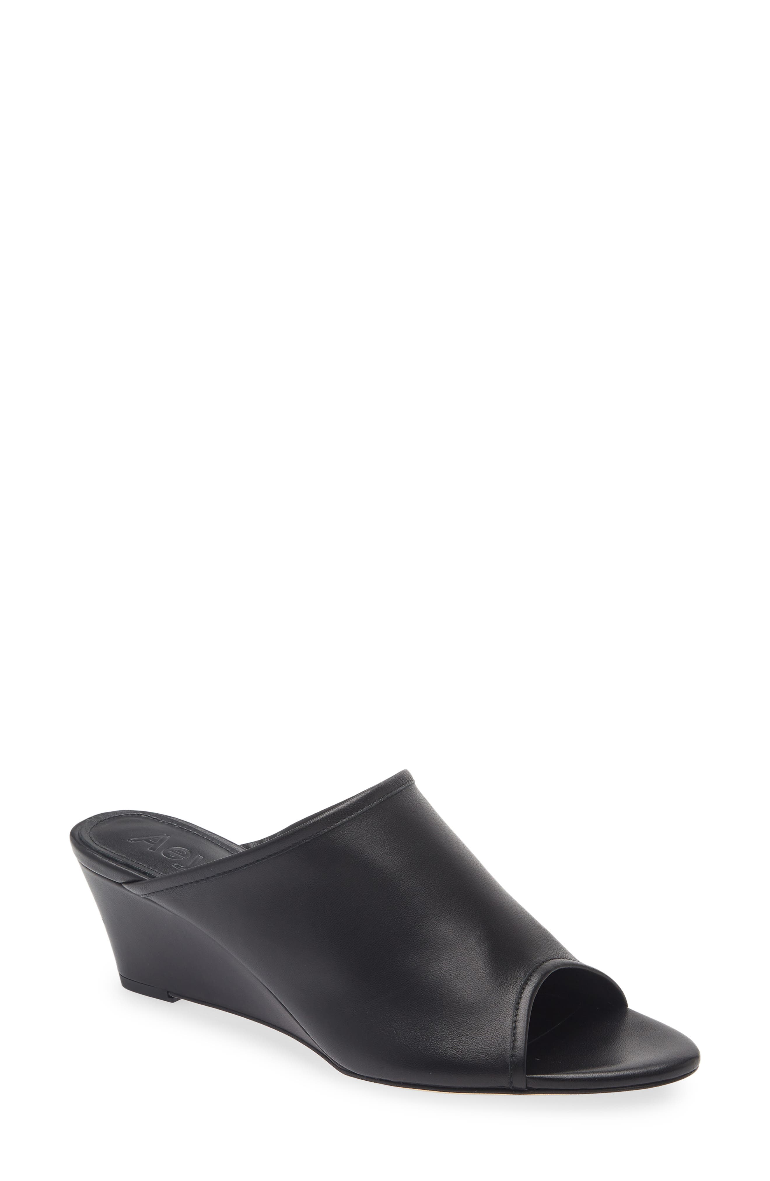 aeyde Suzanne Wedge Sandal, Main, color, Black