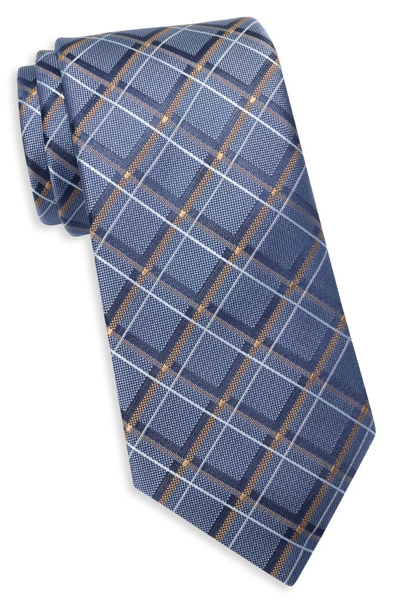 Michael Kors Sabine Grid Print Tie, Main, color, Blue