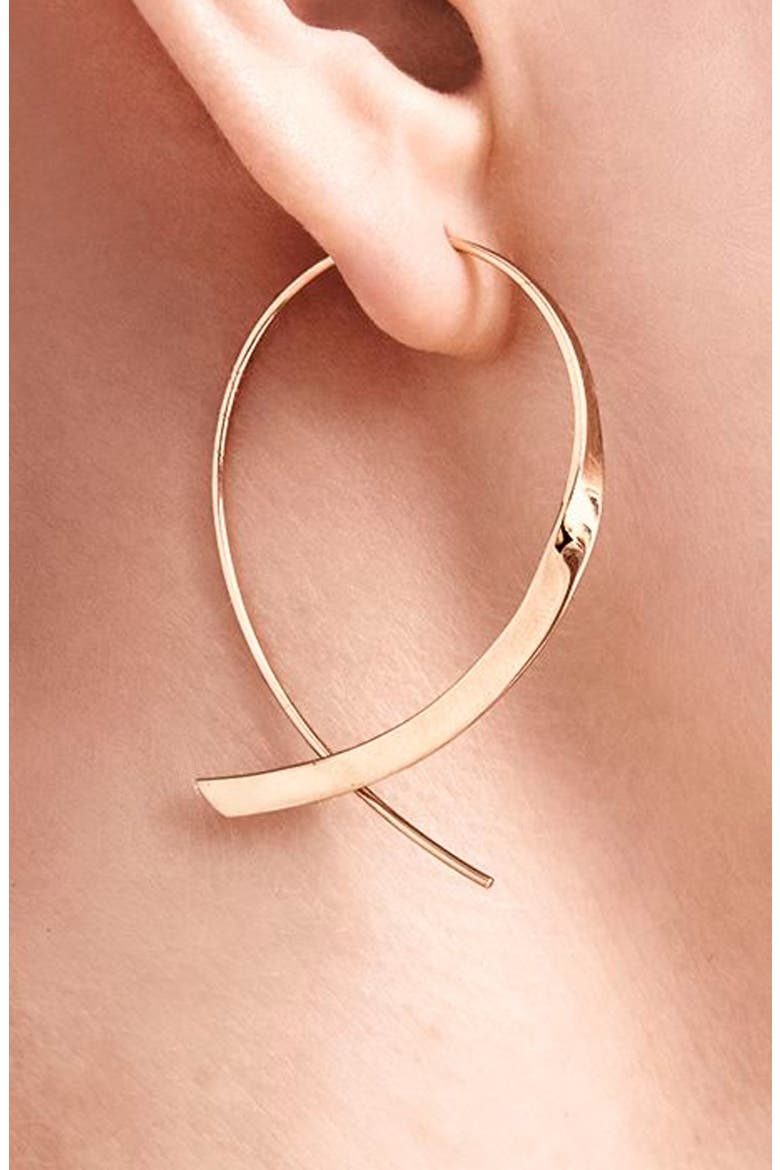Jewelry 'Flat Upside Down ' Hoop Earrings, Alternate, color, YELLOW GOLD