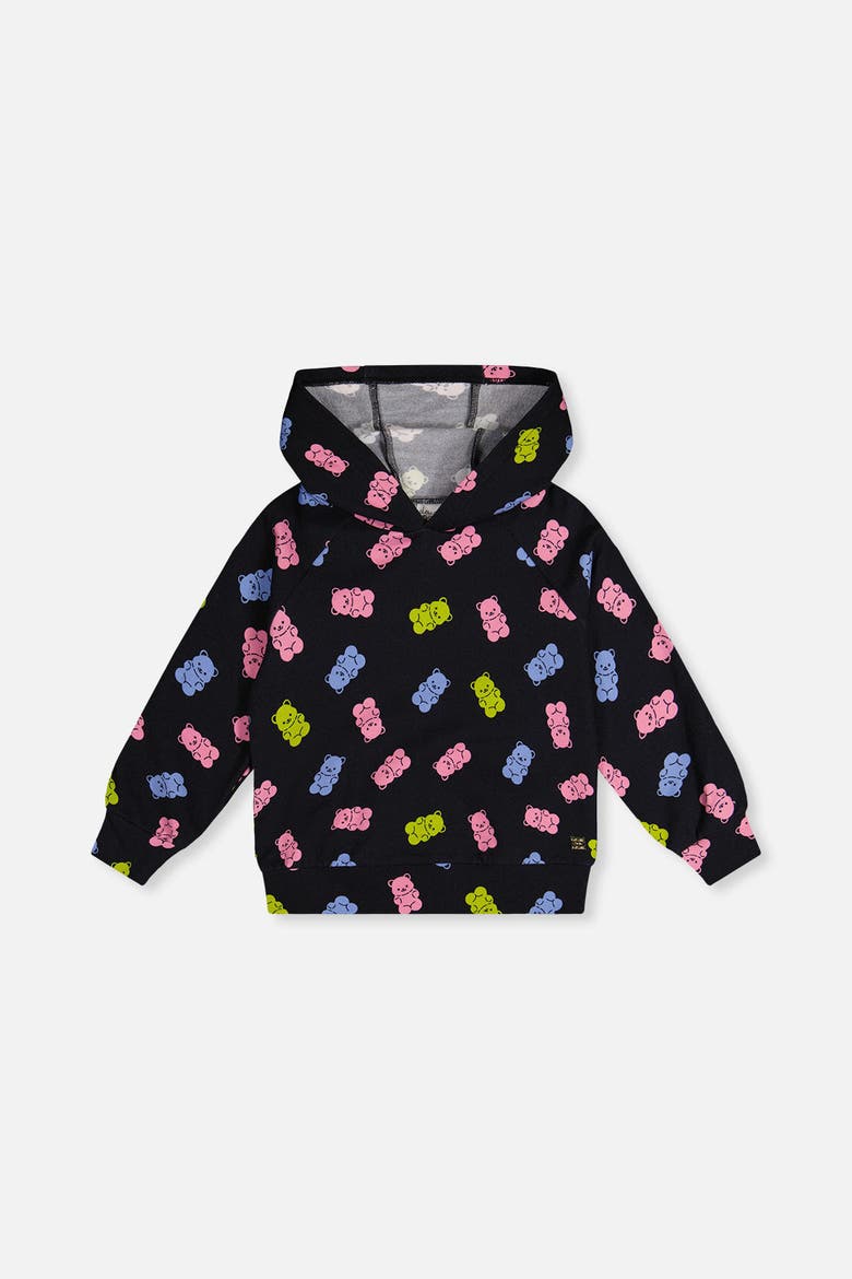 Gummy Bears Raglan Sleeves Hoodie, Main, color, Black Printed Gummy Bears