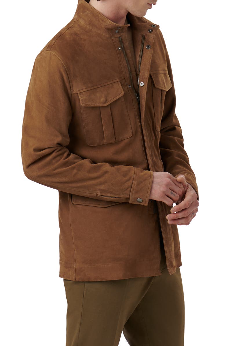 Bugatchi Suede Field Jacket, Alternate, color, Tobacco