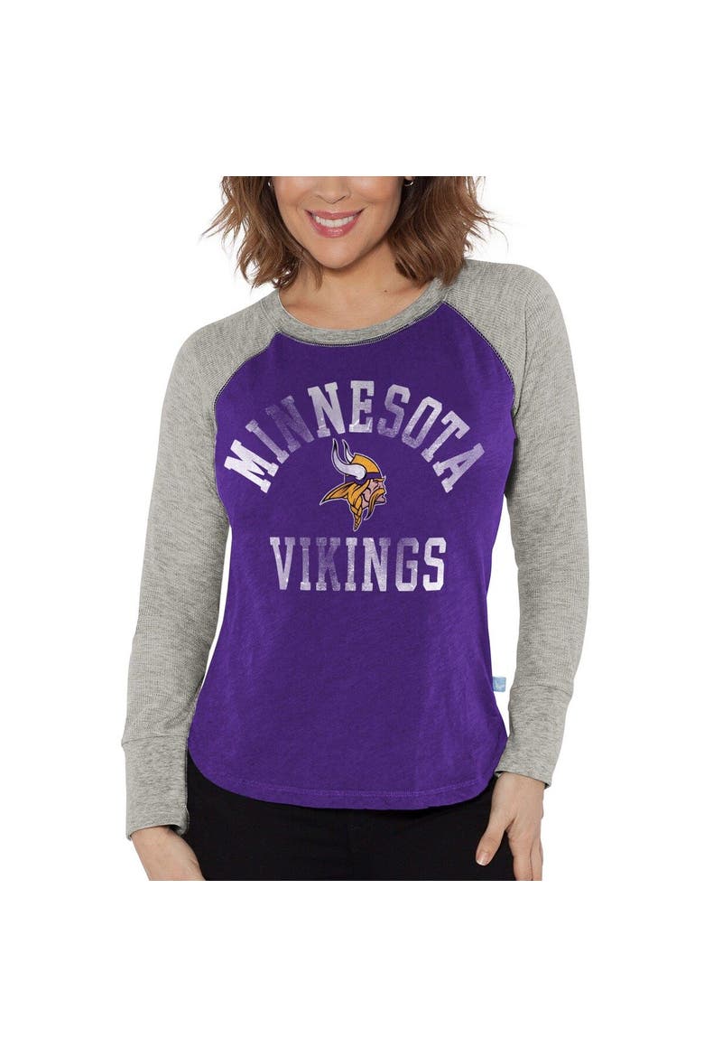 Women's G-III 4Her by Carl Banks Purple/Heather Gray Minnesota Vikings Waffle Knit Raglan Long Sleeve T-Shirt, Main, color, Purple