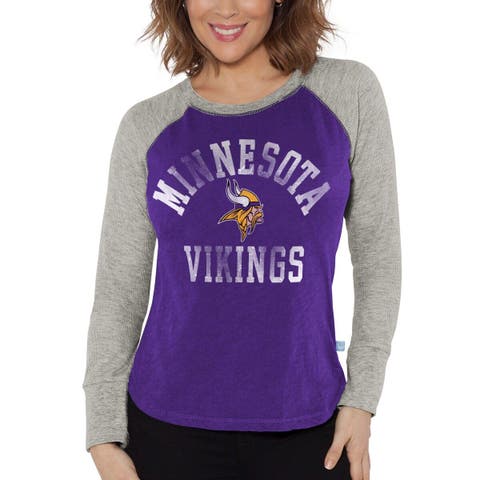 Women's G-III 4Her by Carl Banks Purple/Heather Gray Minnesota Vikings Waffle Knit Raglan Long Sleeve T-Shirt