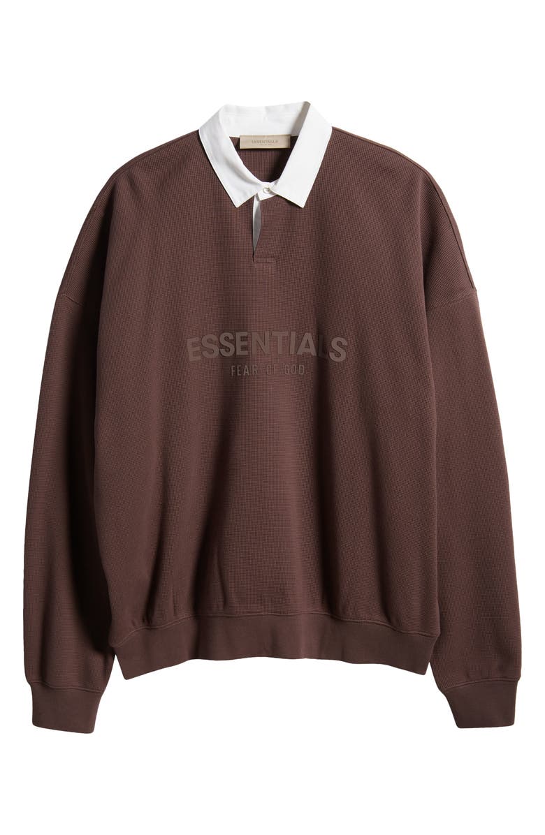 Fear of God Essentials Waffle Knit Henley Rugby Shirt, Alternate, color, 