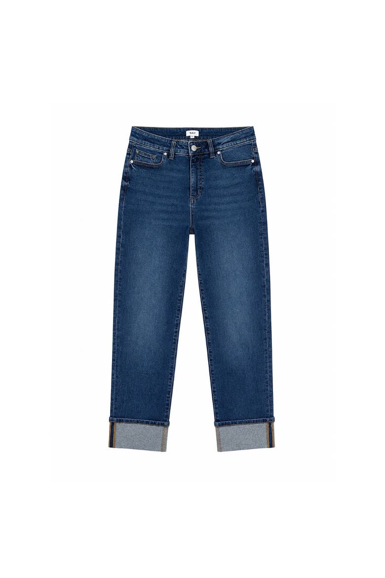 Straight Leg Cuff Jeans, Alternate, color, Dark Wash