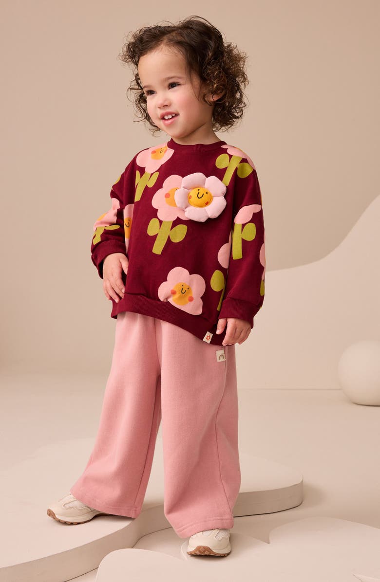 NEXT 3D Flower Embellished Graphic Sweatshirt, Alternate, color, Purple