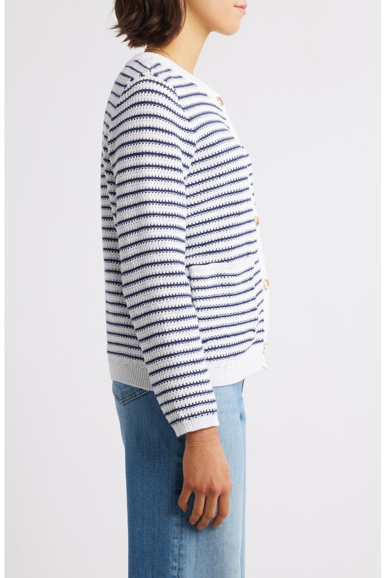 Piera Stripe Cardigan, Alternate, color, NAVY/WHITE LINEN