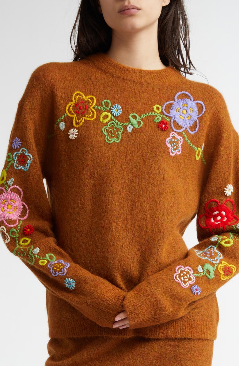 YanYan Fafa Embroidered Alpaca & Wool Blend Sweater, Alternate, color, 