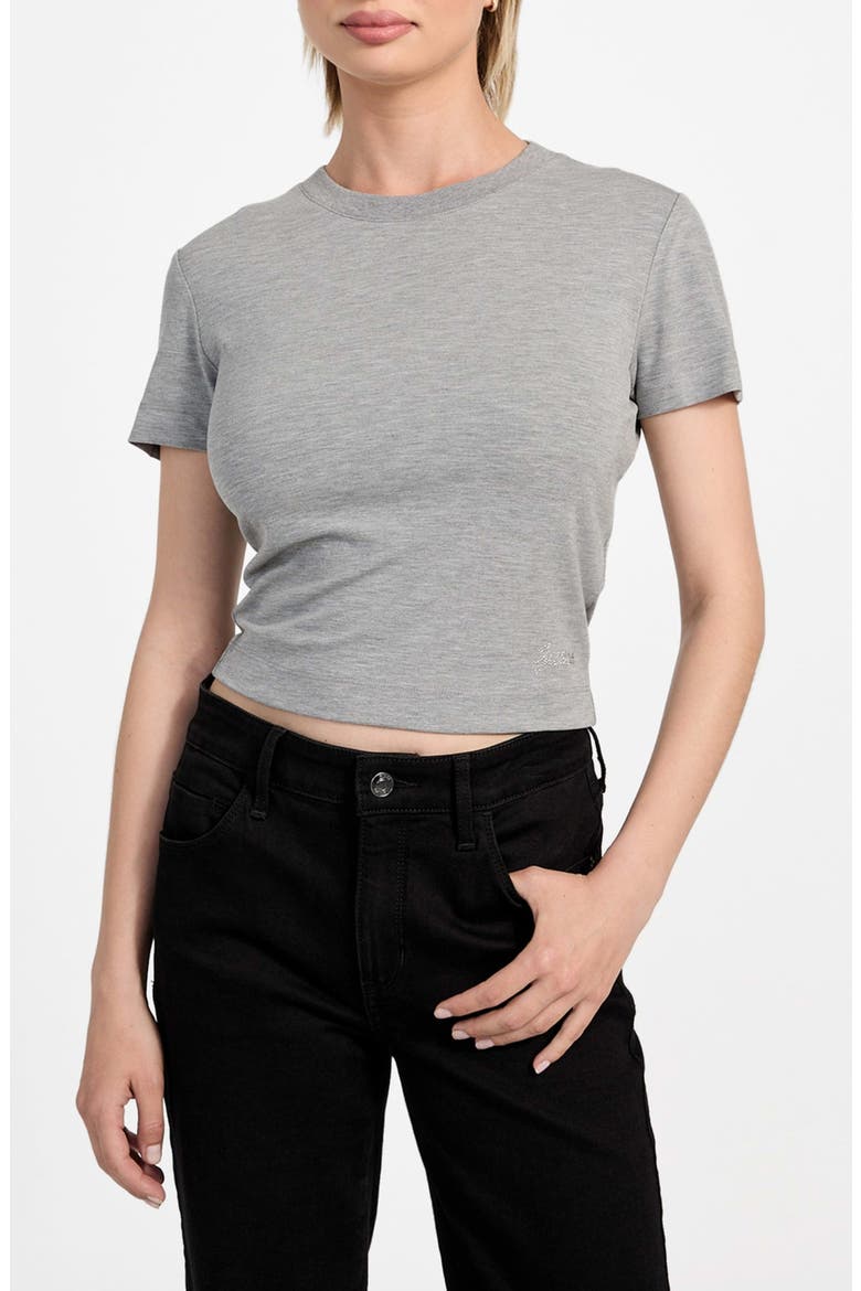 Basic Crop Mini Logo T-Shirt, Main, color, MARBLE HEATHER