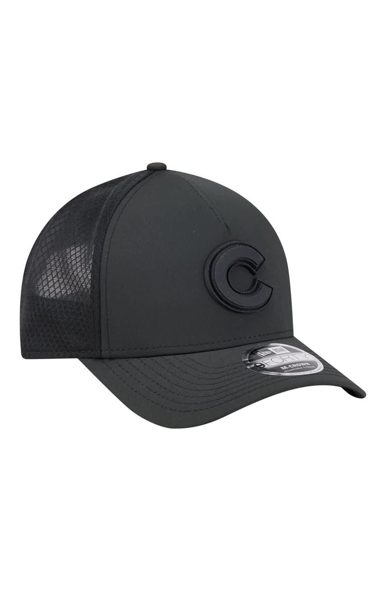 New Era Men's New Era  Black Chicago Cubs Badged M-Crown A-Frame 9FORTY Trucker Adjustable Hat, Alternate, color, Black