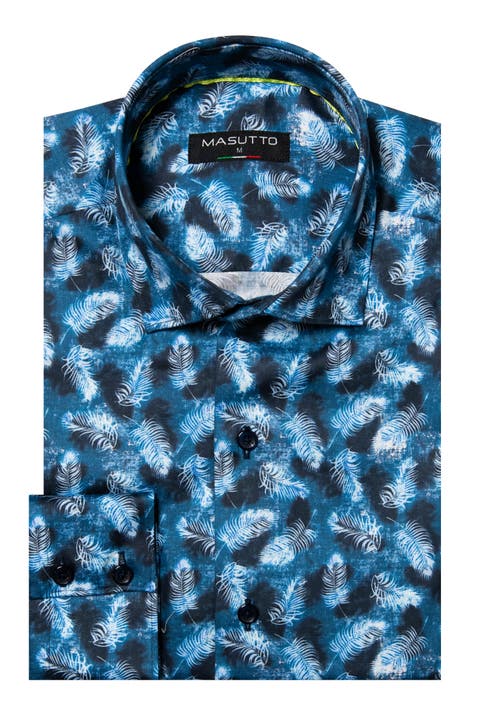 Speaks Print Button-Up Long Sleeve Shirt