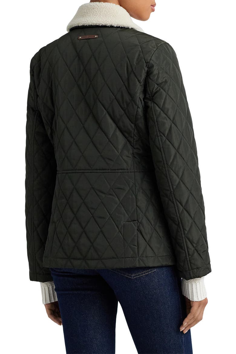 Berber Quilted Faux Shearling Trim Jacket, Alternate, color, LITCHFIELD LODEN