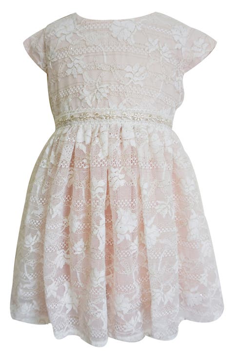 Cap Sleeve Floral Overlay Dress (Toddler & Little Kid)