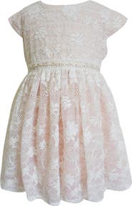 Popatu Cap Sleeve Floral Overlay Dress