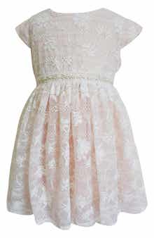 Popatu Cap Sleeve Floral Overlay Dress